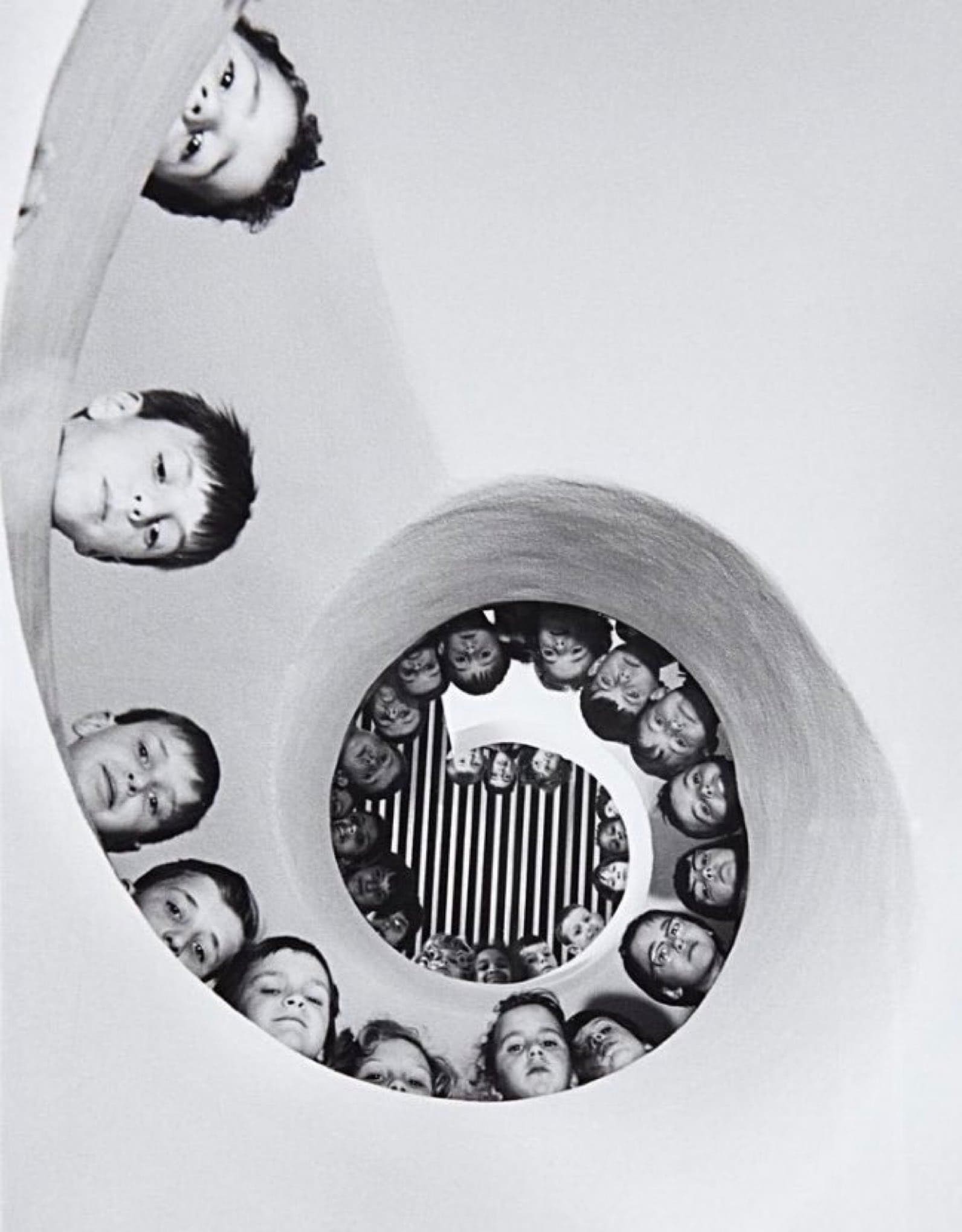 Cartier Bresson Children o a spiral Staircase, 1965